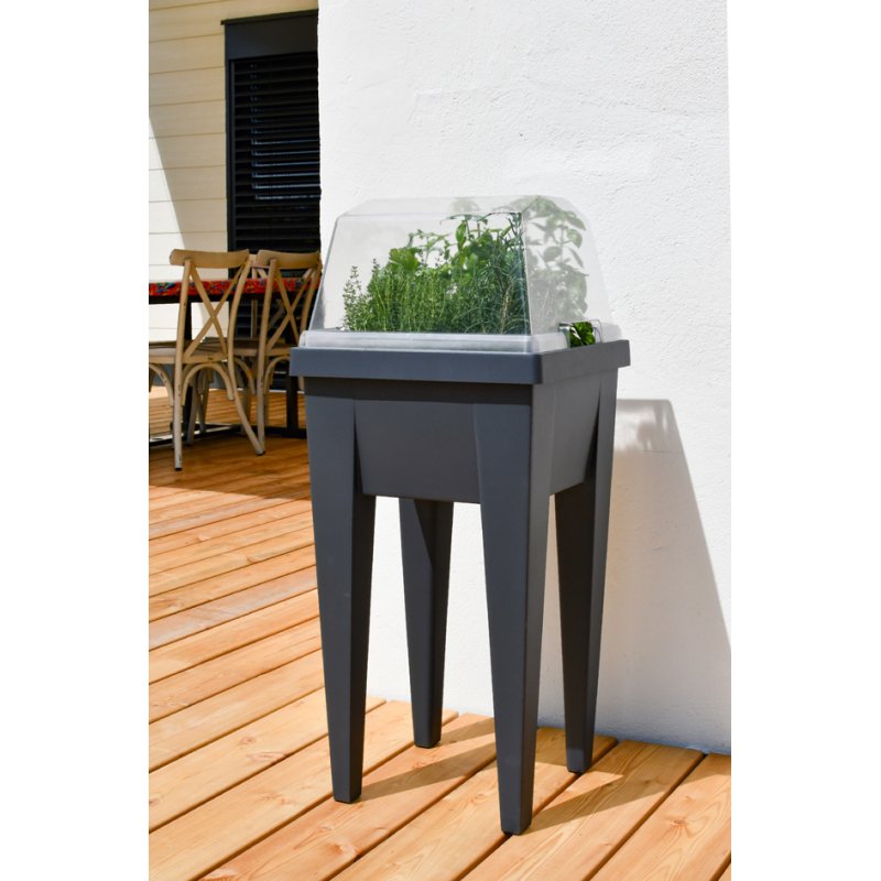 EDA verhoogde plantenbak VEG&Table Aromatique, antraciet, 385×385×680 mm, 23 liter